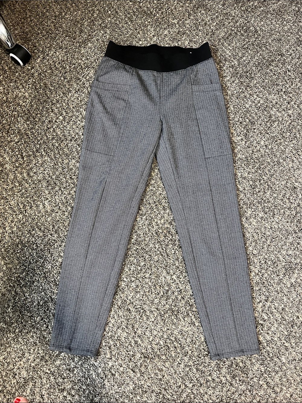 Banana Republic Gray Pinstripe Dress Pants with Black Waistband